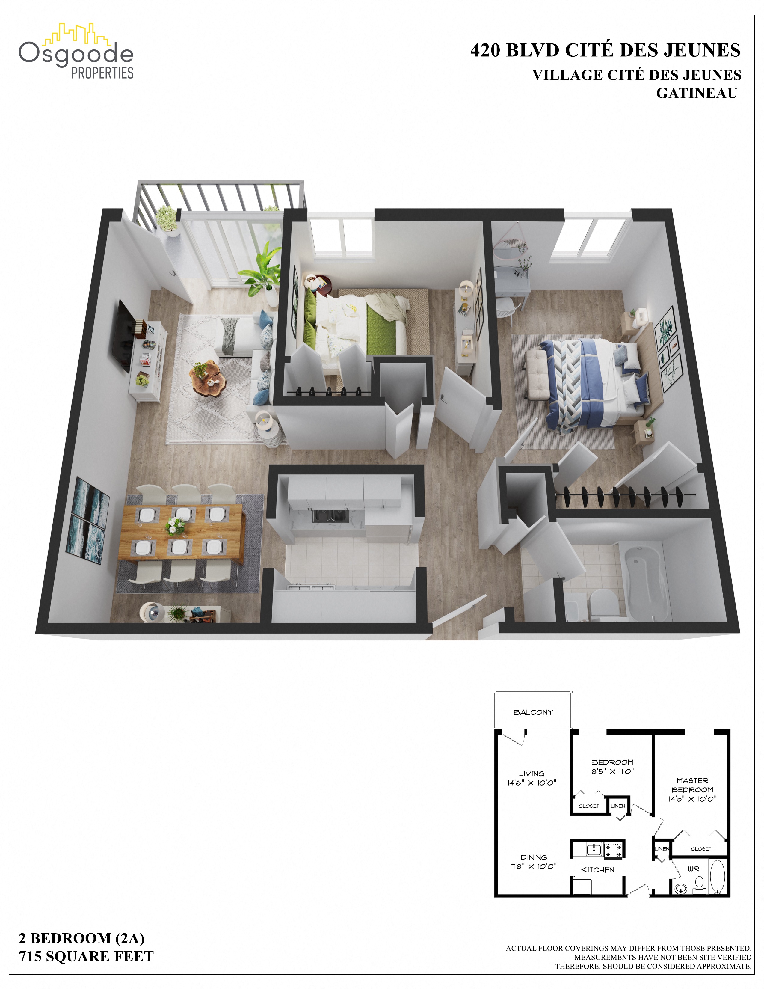 2 bedroom Apartments for rent in Gatineau-Hull at Village Cite Des Jeunes - Floorplan 01 - RentersPages – L403863