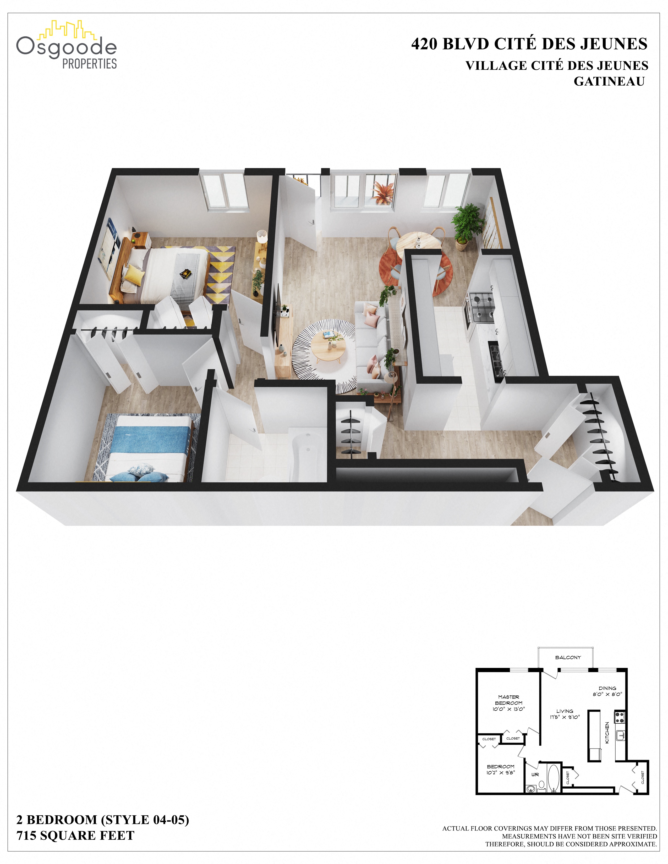 2 bedroom Apartments for rent in Gatineau-Hull at Village Cite Des Jeunes - Floorplan 01 - RentersPages – L401977