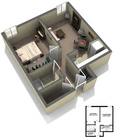 1 bedroom Apartments for rent in Gatineau-Hull at Faubourg De lIle - Floorplan 01 - RentersPages – L402260