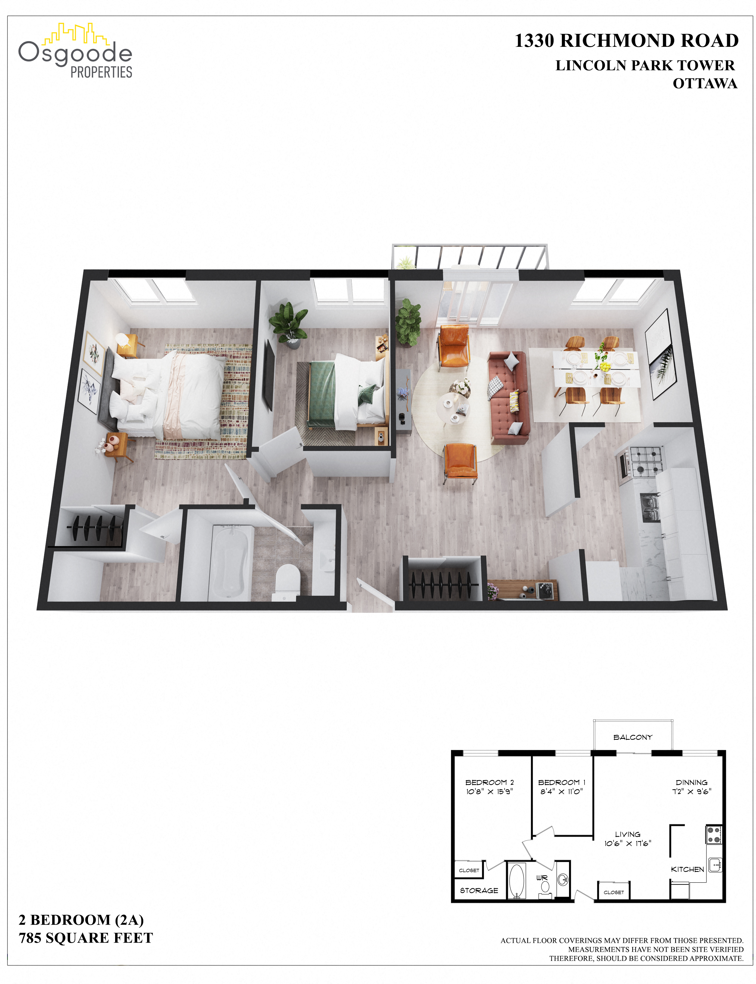 2 bedroom Apartments for rent in Ottawa at Lincoln Park Tower - Floorplan 01 - RentersPages – L402252