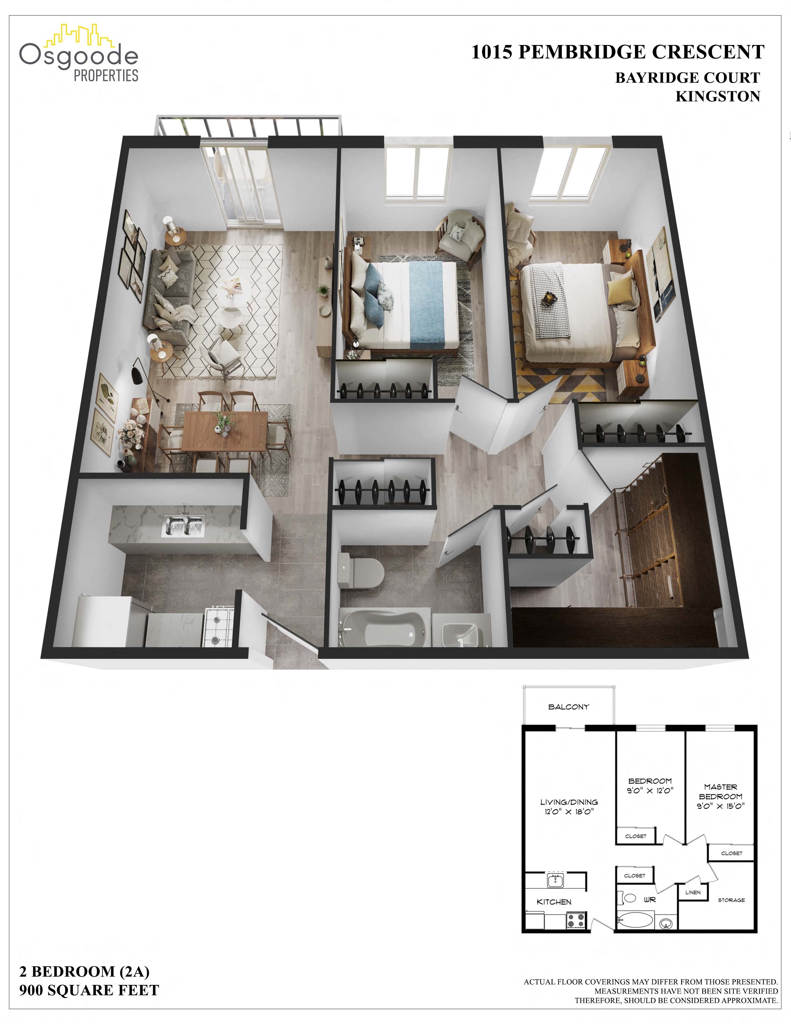 2 bedroom Apartments for rent in Kingston at Bayridge Court - Floorplan 01 - RentersPages – L404971