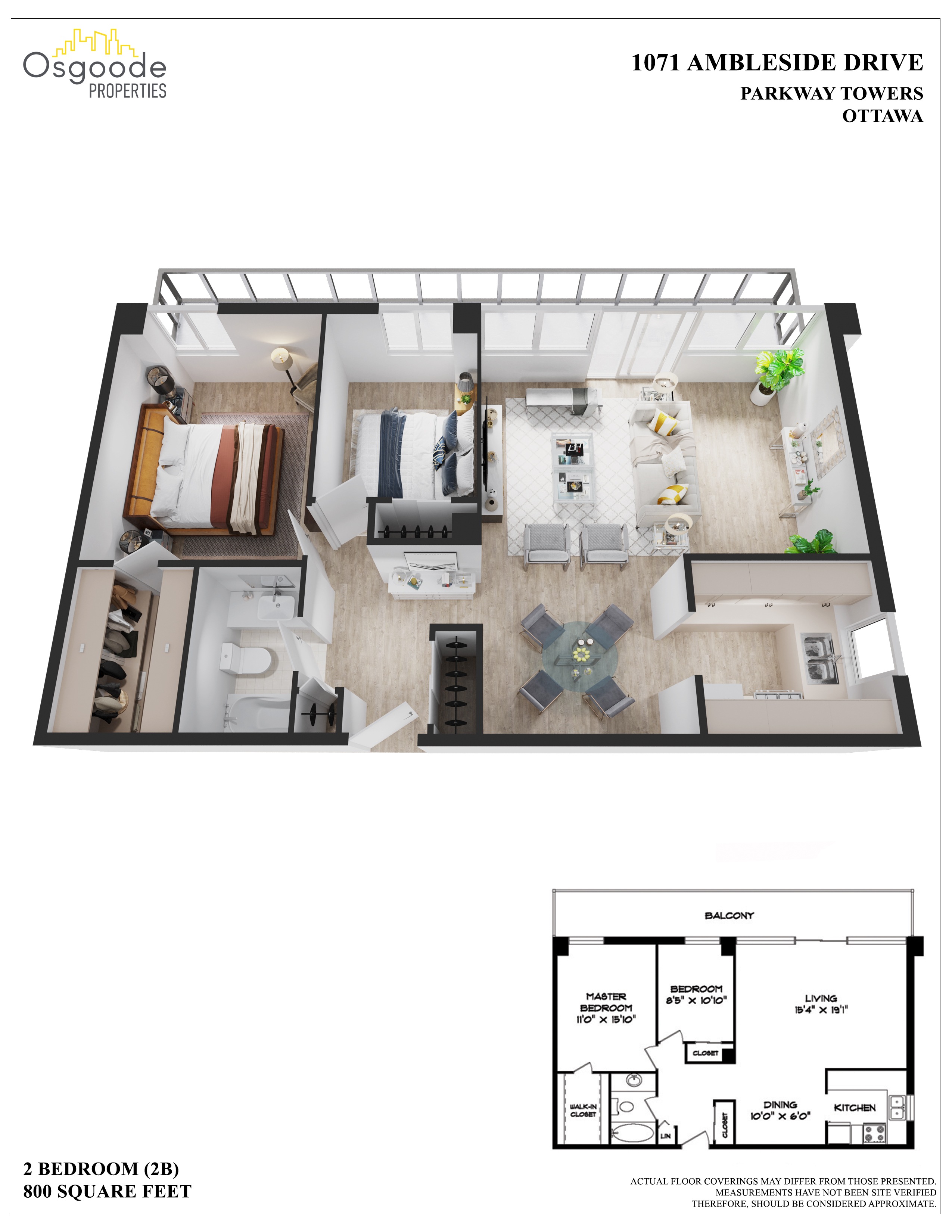 2 bedroom Apartments for rent in Ottawa at Parkway Towers - Floorplan 01 - RentersPages – L402001