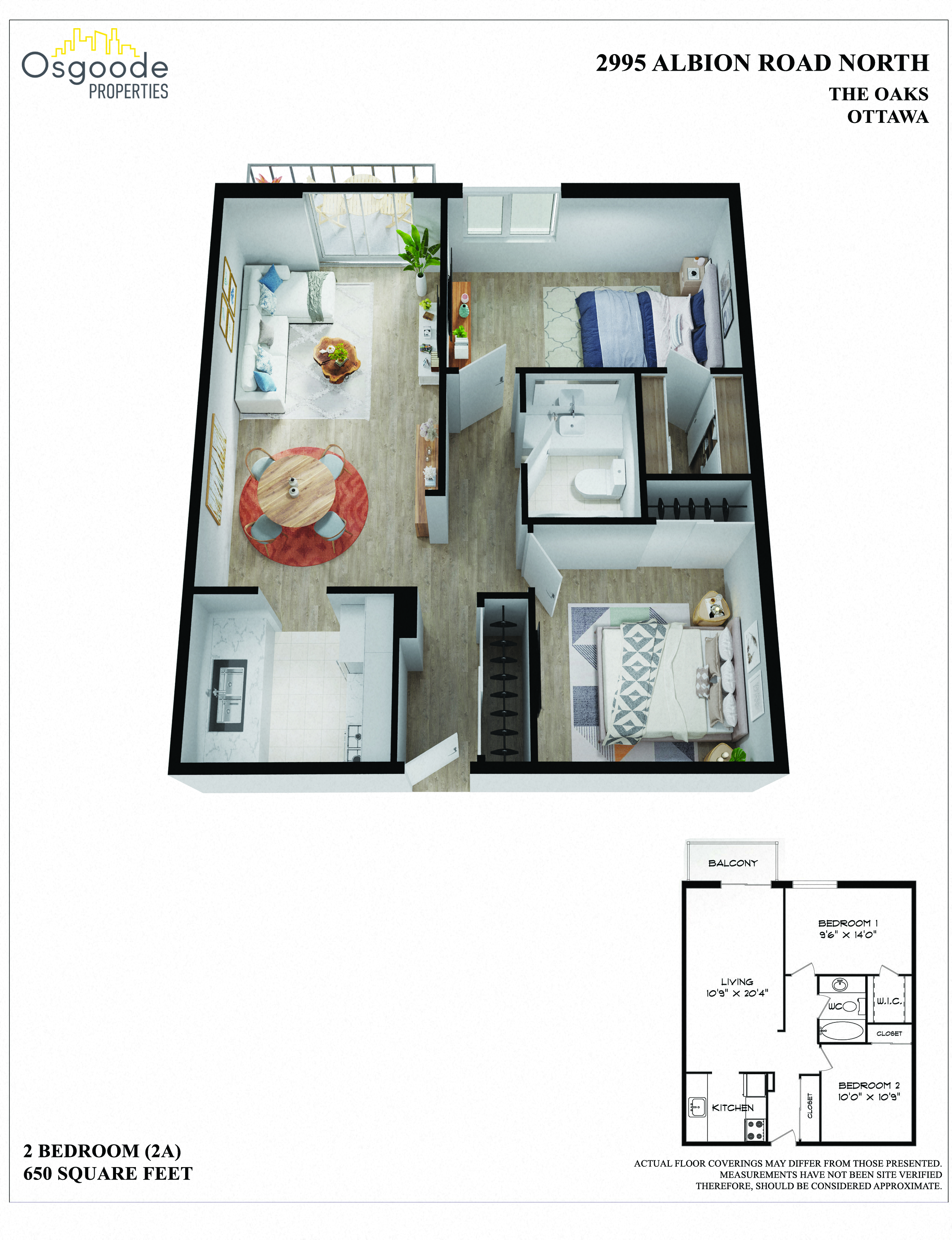 2 bedroom Apartments for rent in Ottawa at Oaks - Floorplan 01 - RentersPages – L402606