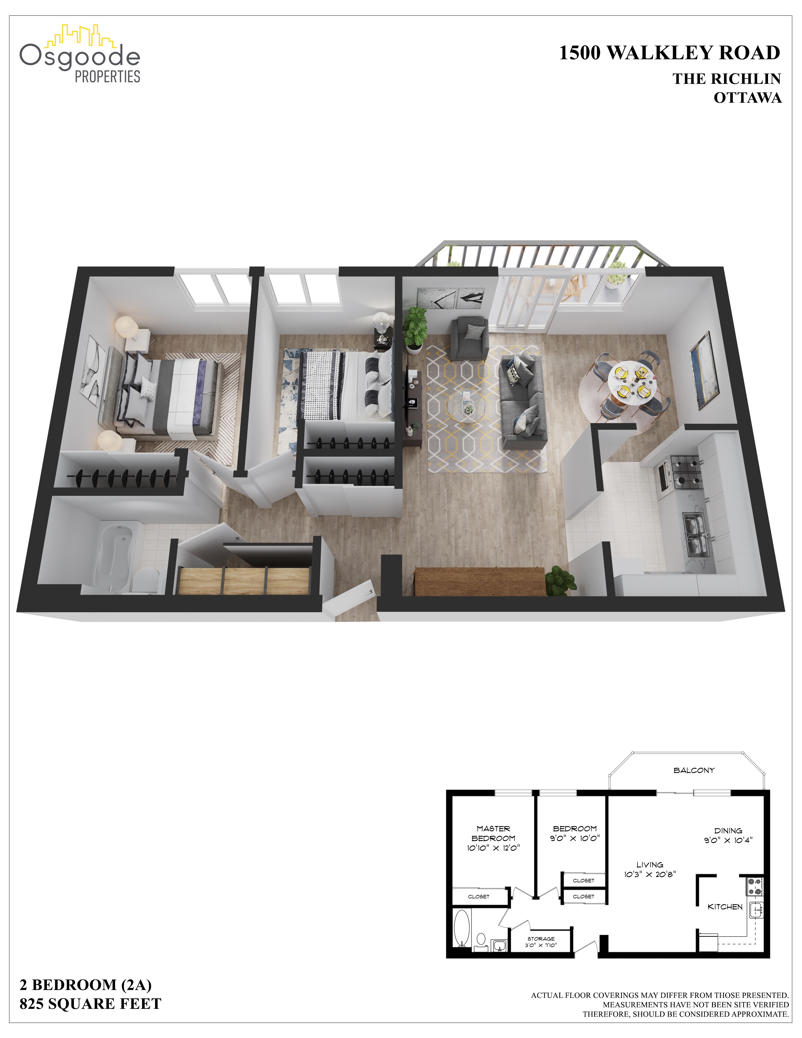 2 bedroom Apartments for rent in Ottawa at Richlin - Floorplan 01 - RentersPages – L402002