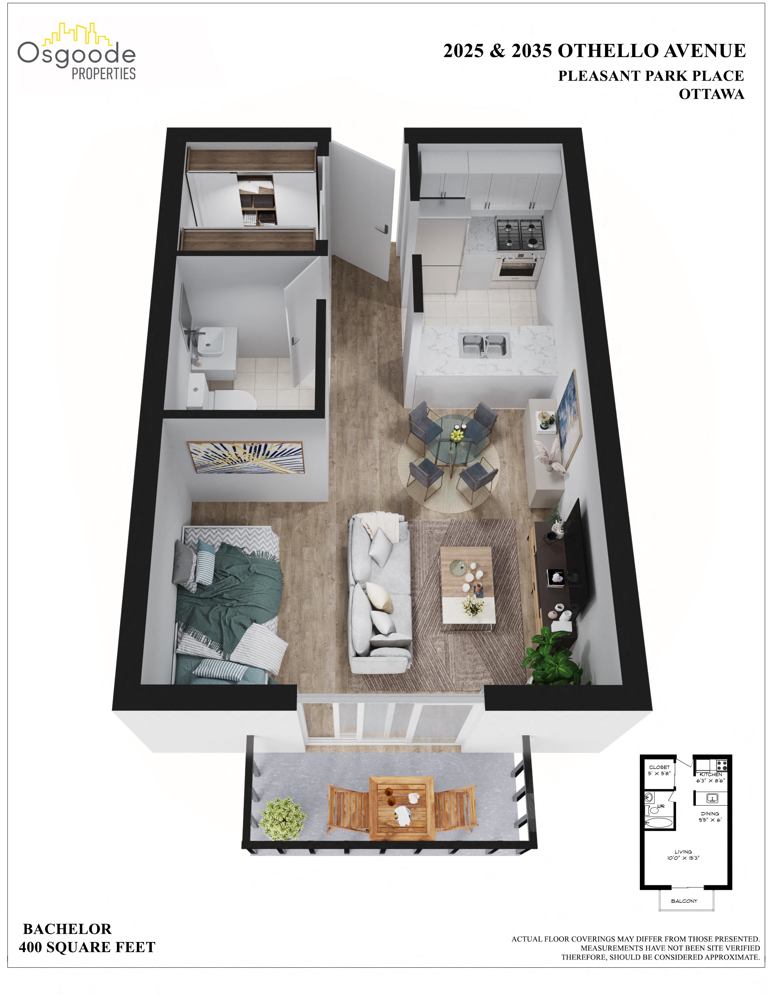 Studio / Bachelor Apartments for rent in Ottawa at Pleasant Park Place - Floorplan 01 - RentersPages – L405481