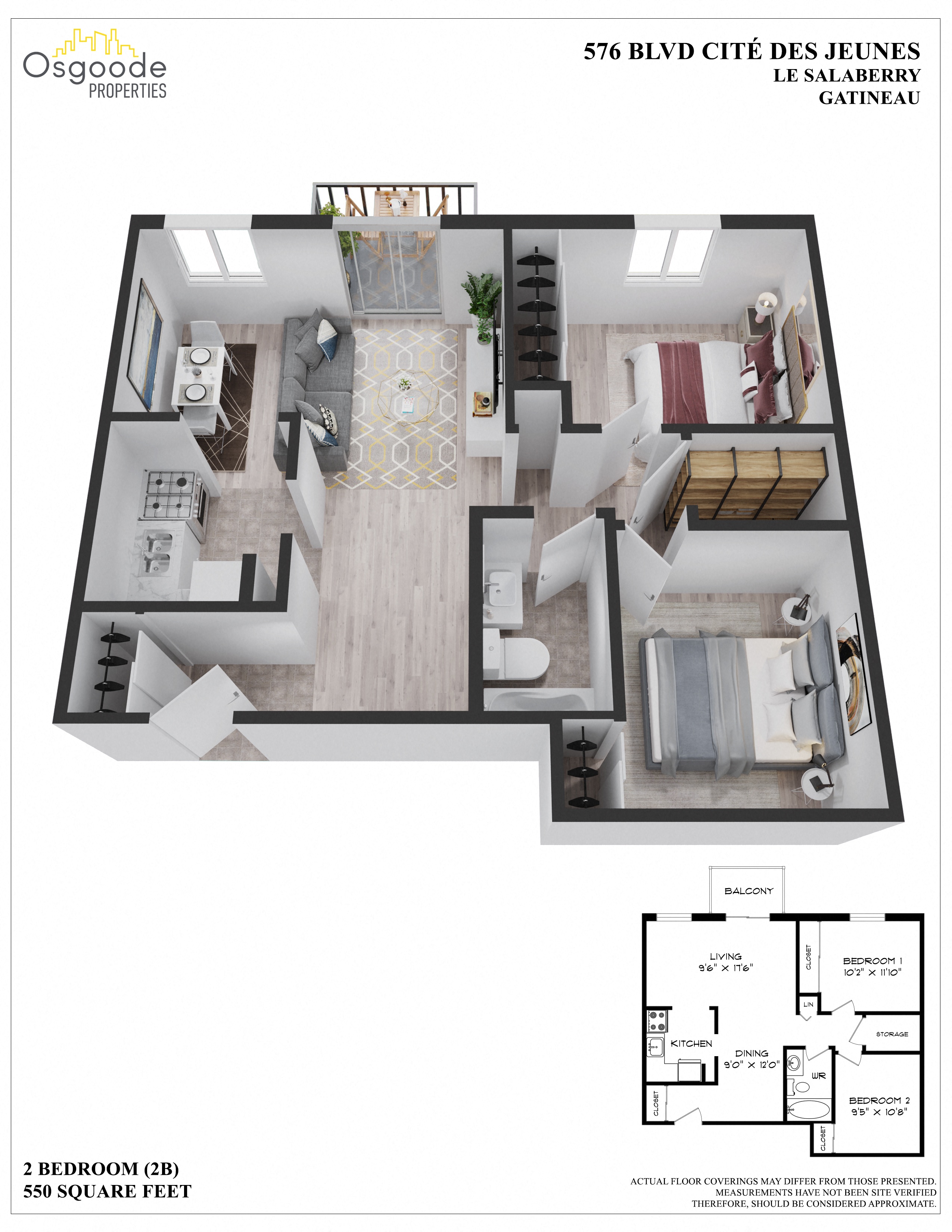2 bedroom Apartments for rent in Gatineau-Hull at Salaberry - Floorplan 01 - RentersPages – L401979