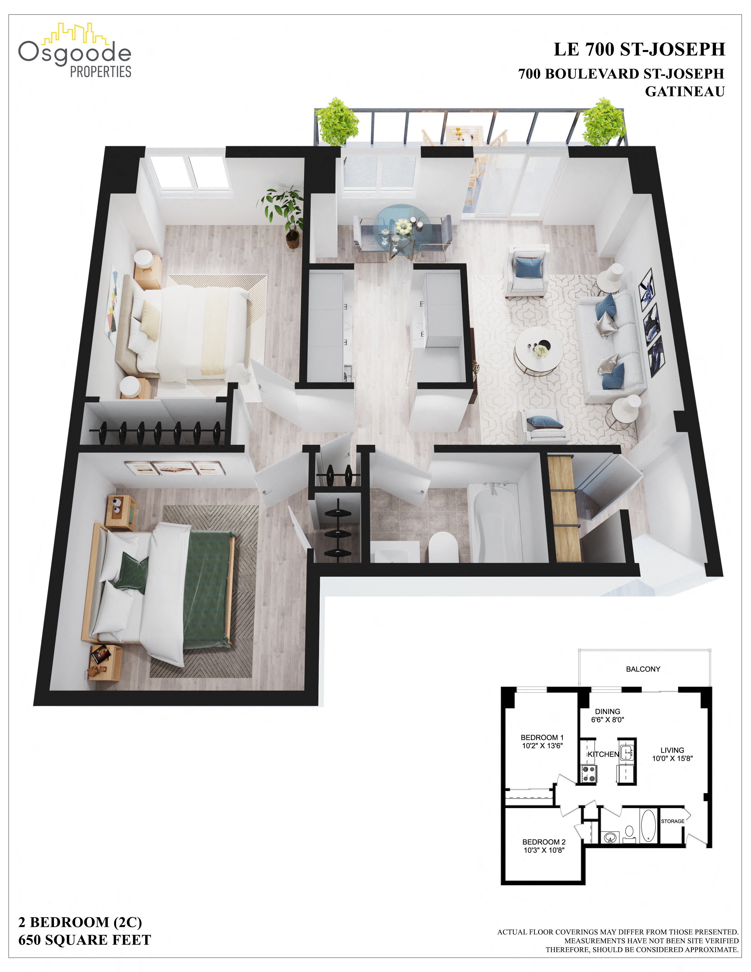 2 bedroom Apartments for rent in Gatineau-Hull at 700 St Joseph - Floorplan 01 - RentersPages – L402685